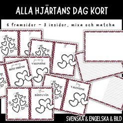 Alla hjärtans dag kort - 18 olika kombinationer