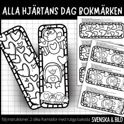 Alla hjärtans dag bokmärken - fram och baksida
