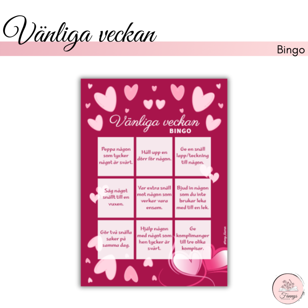 Vänliga veckan- bingo