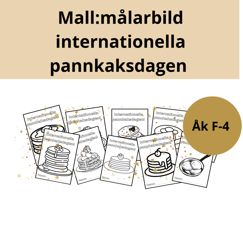 Mall: målarbild internationella pannkaksdagen 17/2
