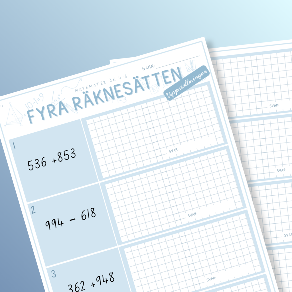 Fyra räknesätten – Uppställningar #1