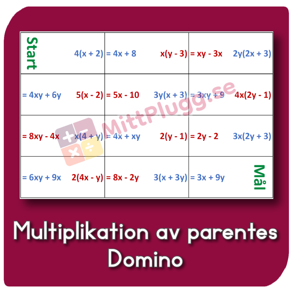 Multiplikation av parentes – Domino