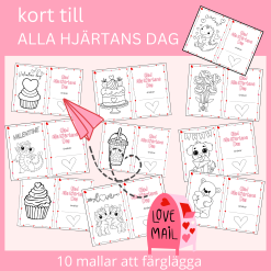 Färglägg kort till Alla hjärtans dag, del 2, 10 mallar