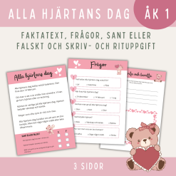 Alla hjärtans dag, faktatext med frågor (åk 1)