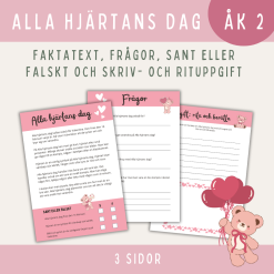 Alla hjärtans dag, faktatext med frågor (åk 2)