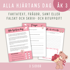 Alla hjärtans dag, faktatext med frågor (åk 3)