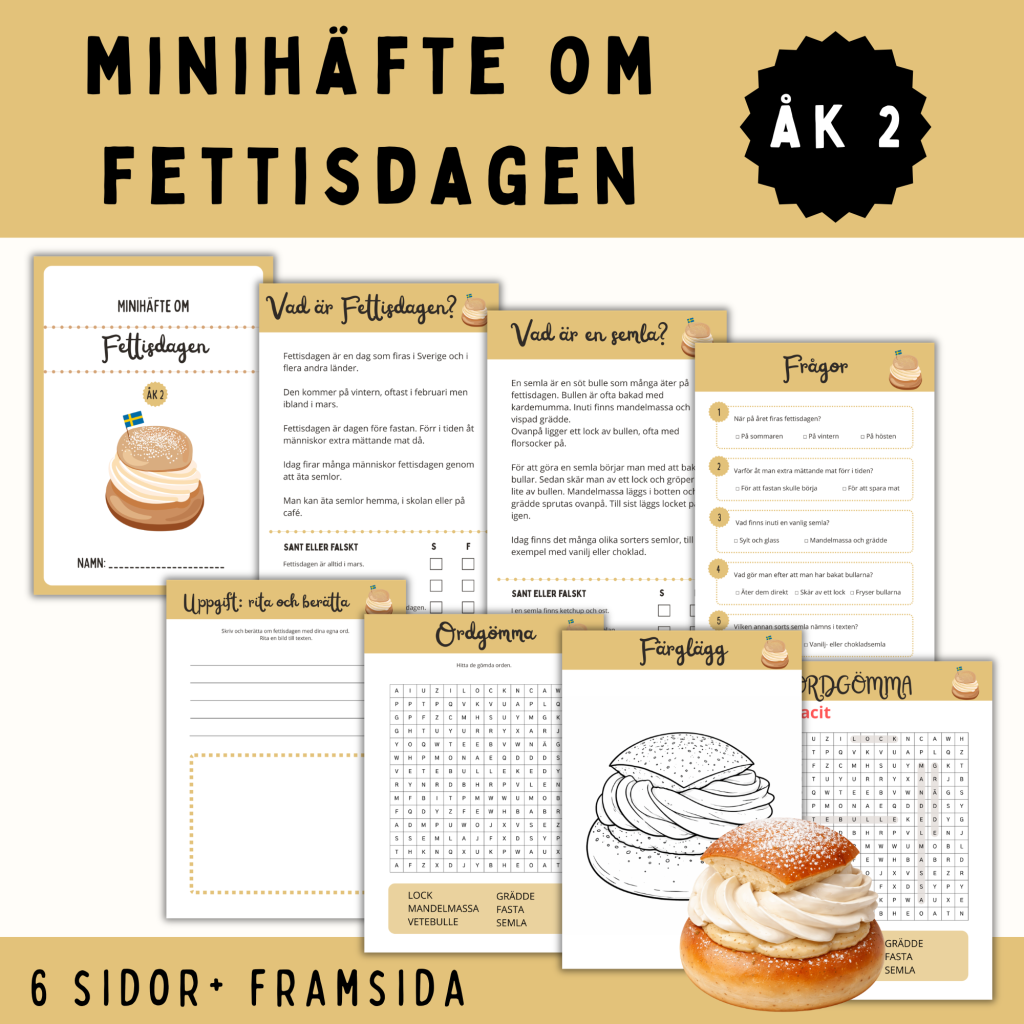 Minihäfte om Fettisdagen för ÅK 2