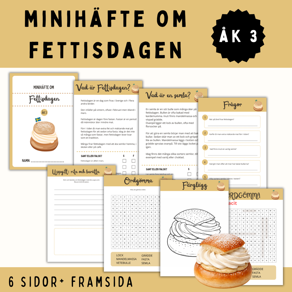 Minihäfte om Fettisdagen för ÅK 3