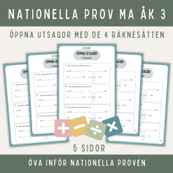 Öppna utsagor med de 4 räknesätten, öva inför nationella prov åk 3
