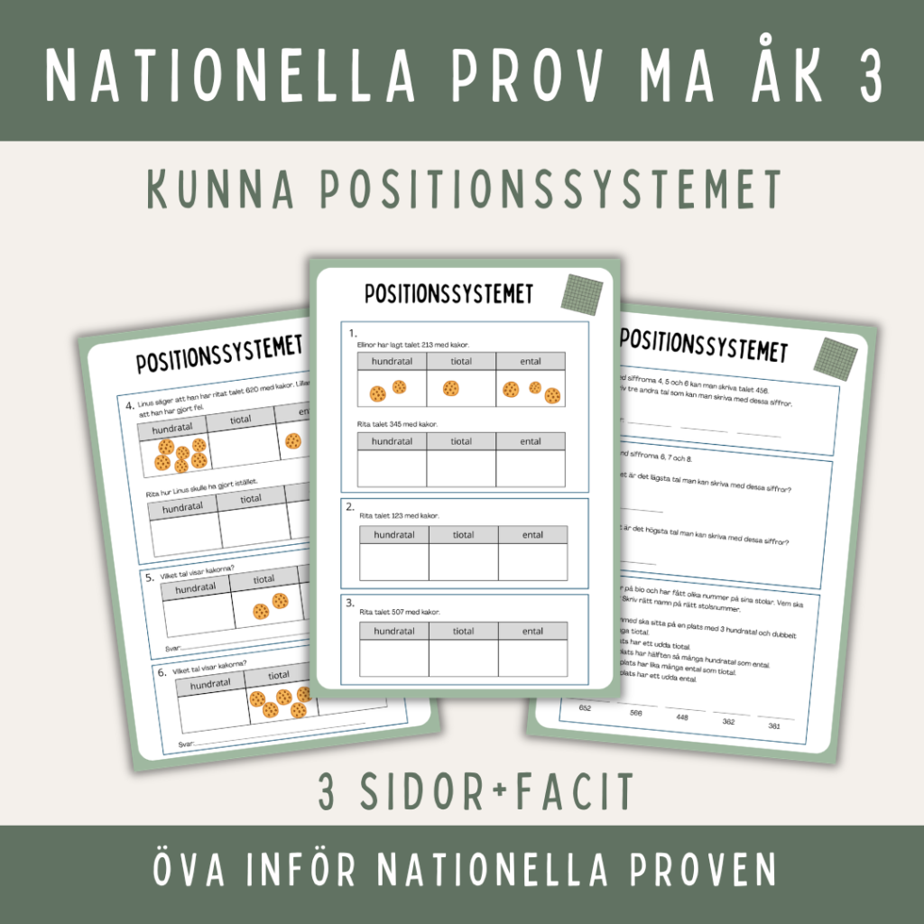 Nationella prov MA Åk 3, Kunna positionssystemet