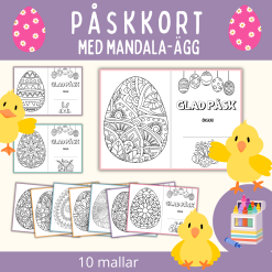 Påsk-kort med mandala-ägg, 10 mallar att färglägga