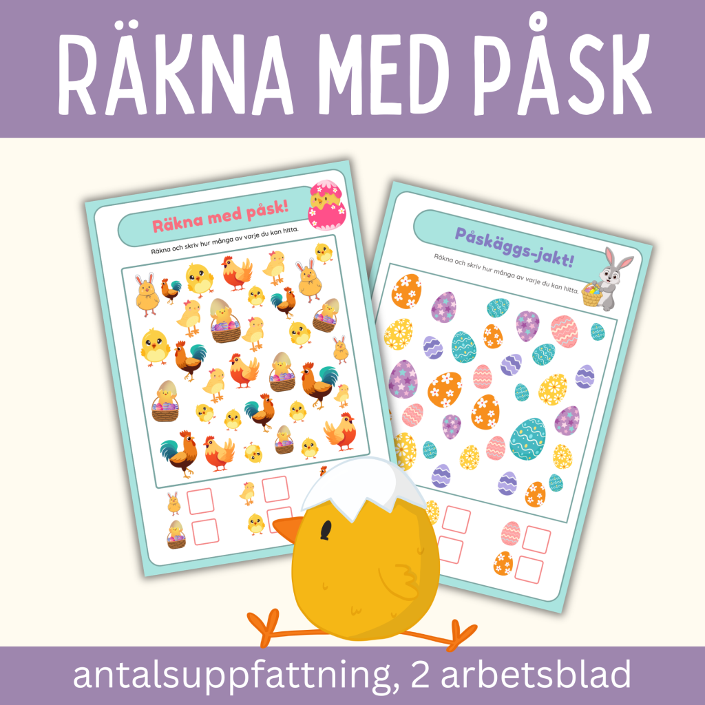 Räkna med påsk, antalsuppfattning, 2 arbetsblad