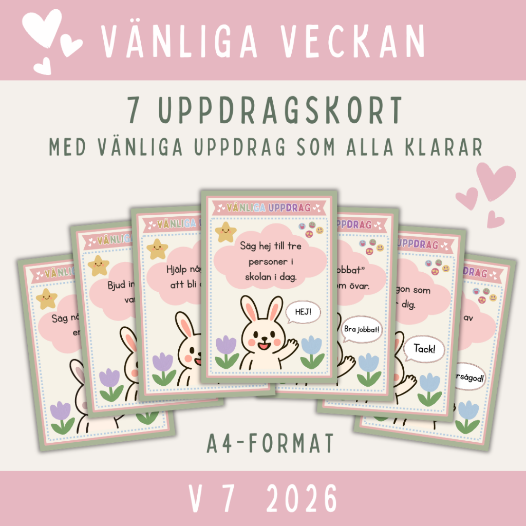 Uppdragskort till Vänliga veckan, 7 st