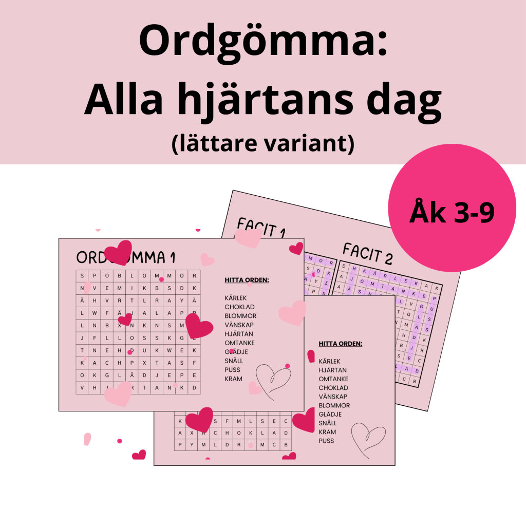 Ordgömma: Alla hjärtans dag (lättare variant)