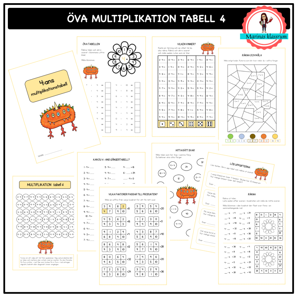 Öva 4:ans multiplikationstabell