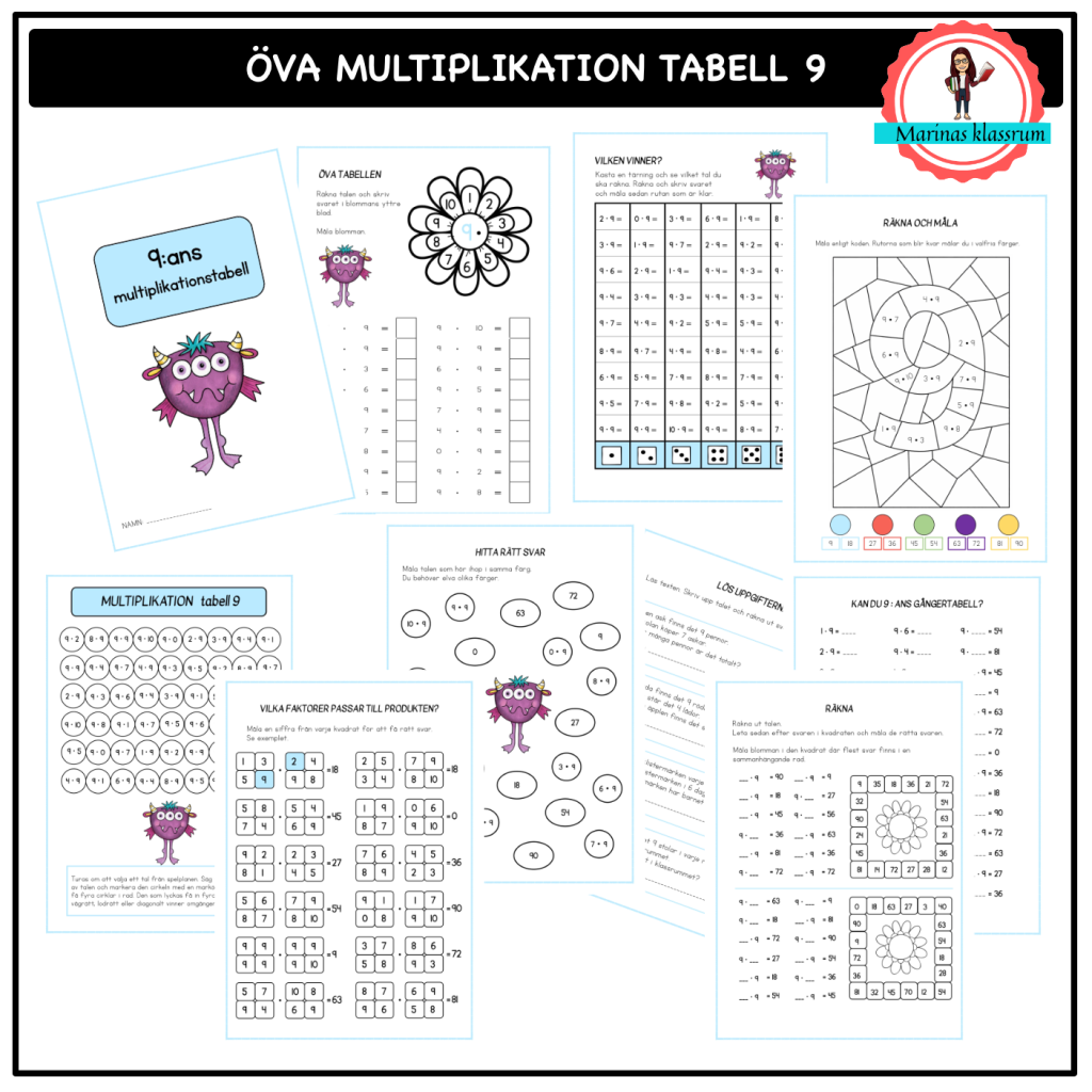 Öva 9:ans multiplikationstabell