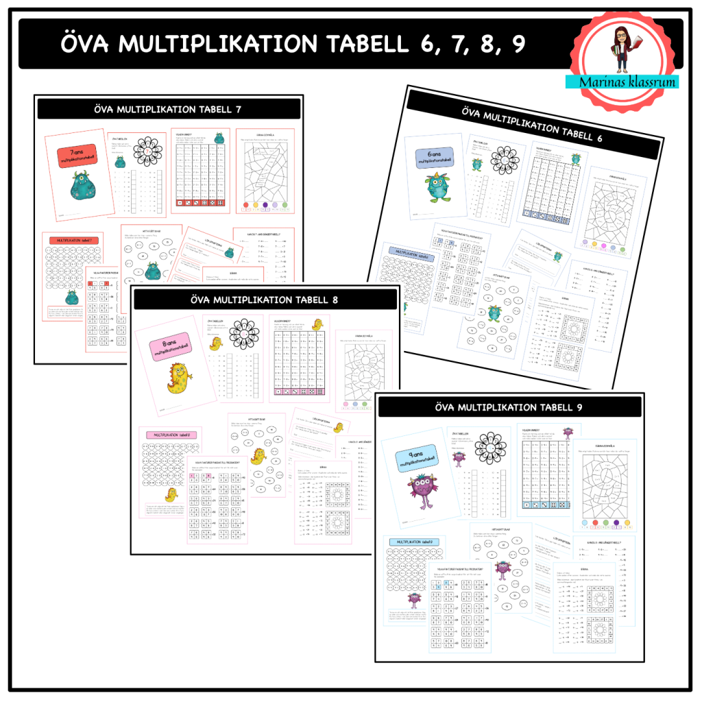Öva multiplikationstabeller – paket 6, 7, 8, 9