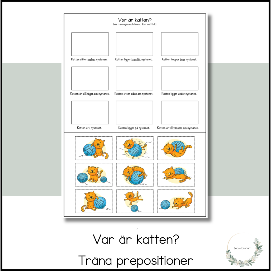 Träna prepositioner – var är katten?