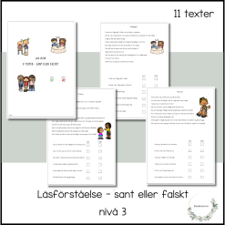 Läsförståelse - sant eller falskt nivå 3