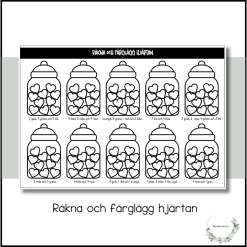 Räkna och färglägg hjärtan