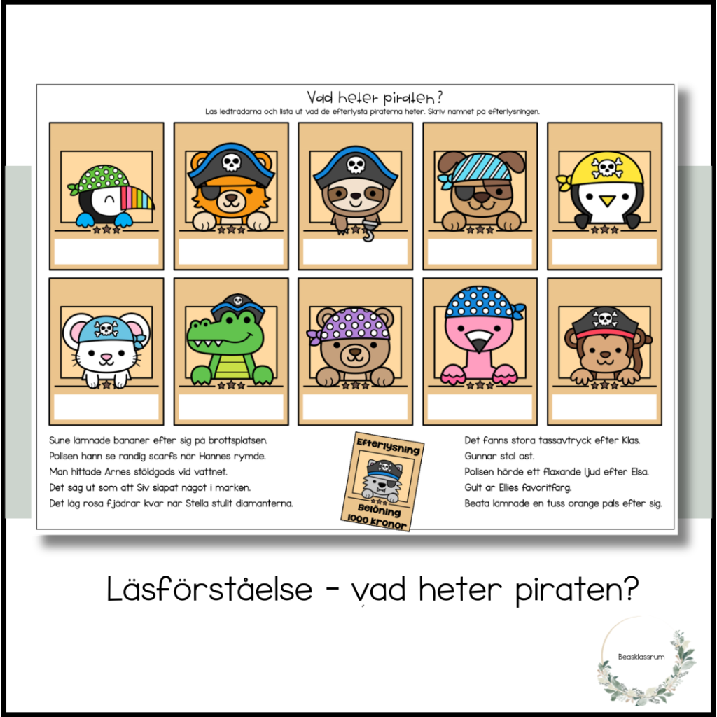 Läsförståelse – vad heter piraten?