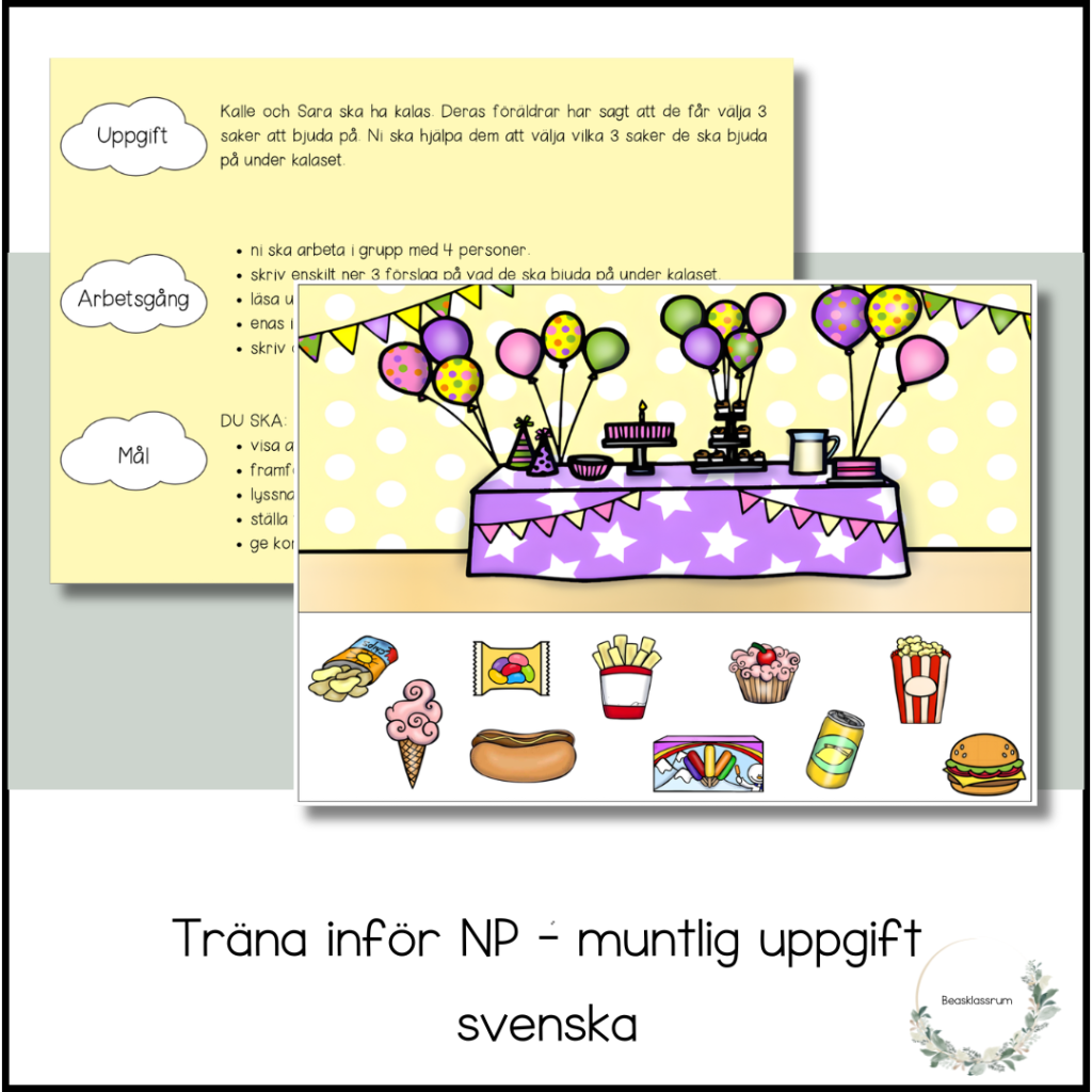 Träna inför NP – muntlig uppgift Kalaset