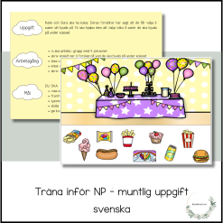 Träna inför NP - muntlig uppgift Kalaset