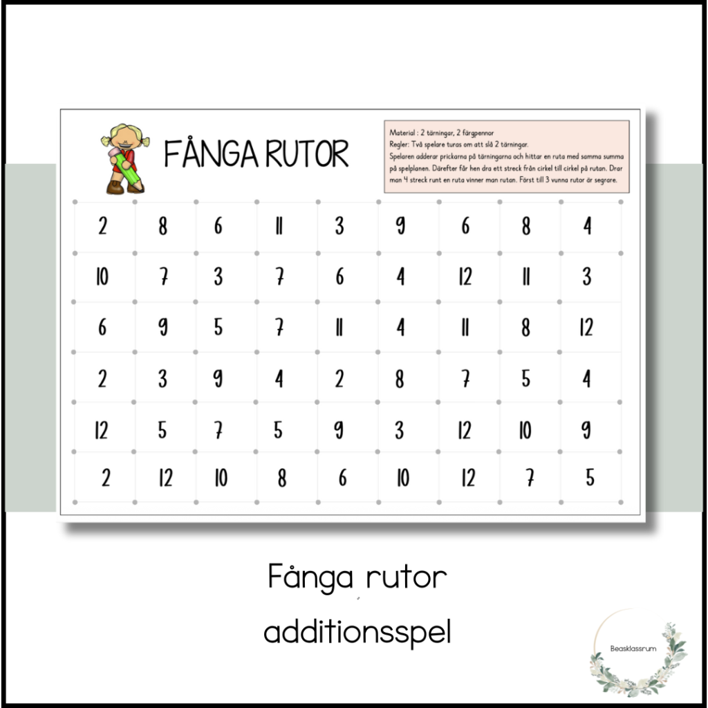 Fånga rutor – additionsspel