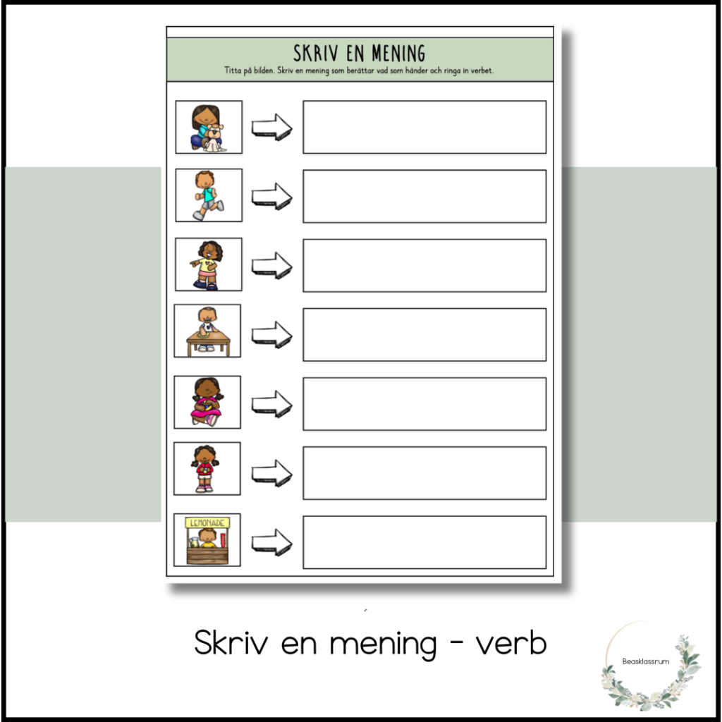Skriv en mening – träna verb