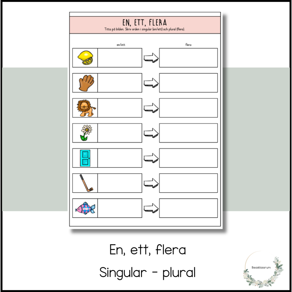 En, ett, flera – träna singular och plural