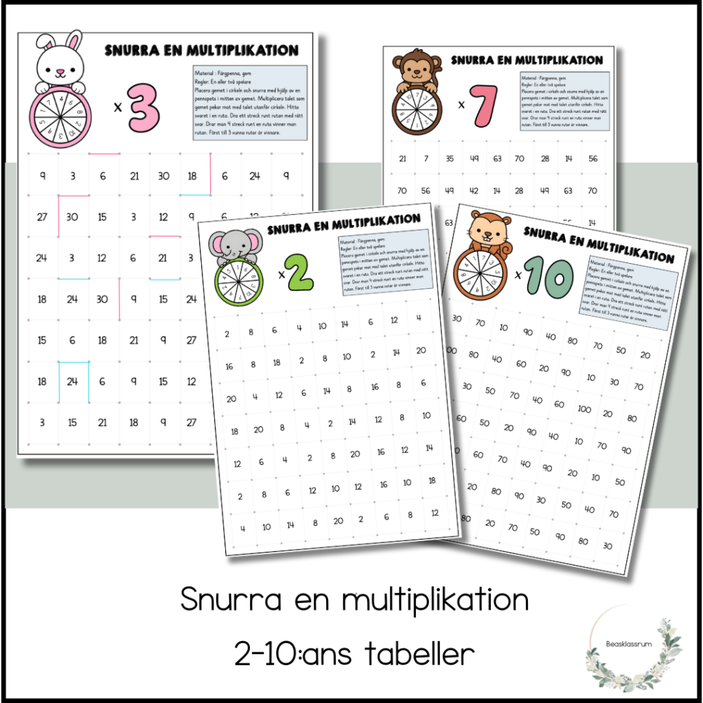 Snurra en multiplikation – träna 2-10:ans tabeller
