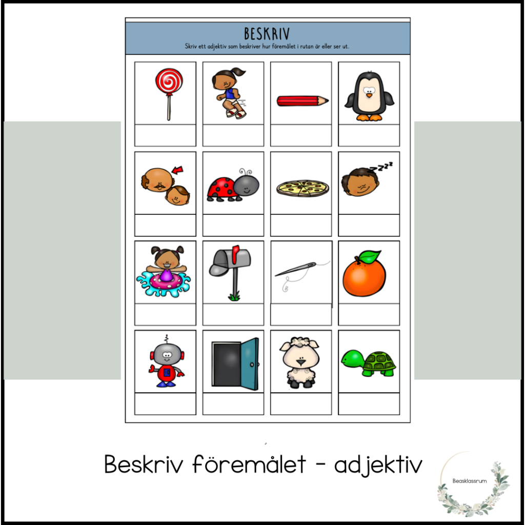 Beskriv föremålet – adjektiv