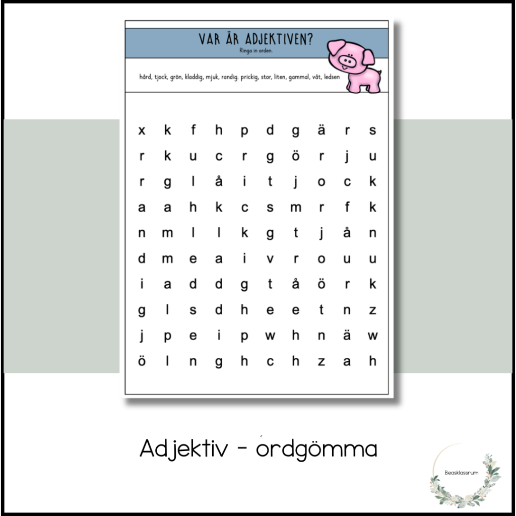Ordgömma – adjektiv