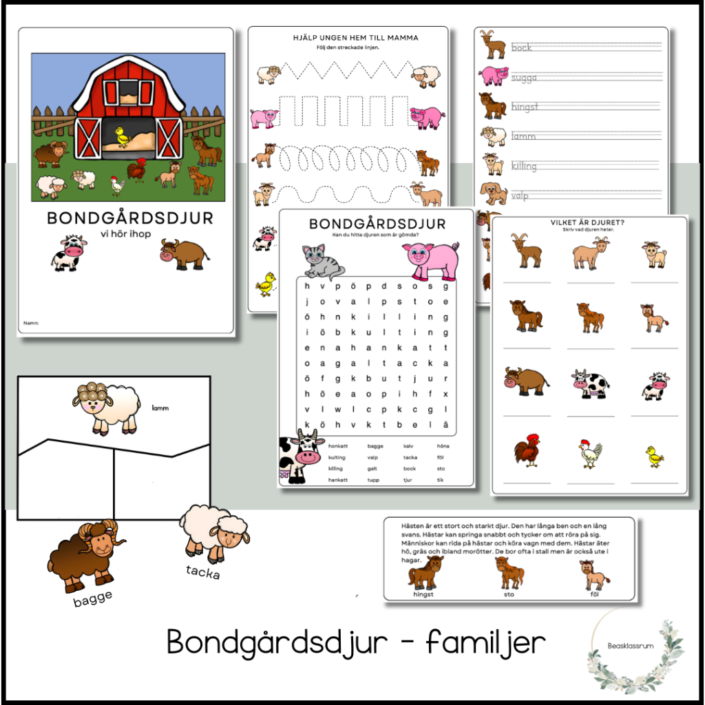 Arbetshäfte bondgårdsdjur – familjer