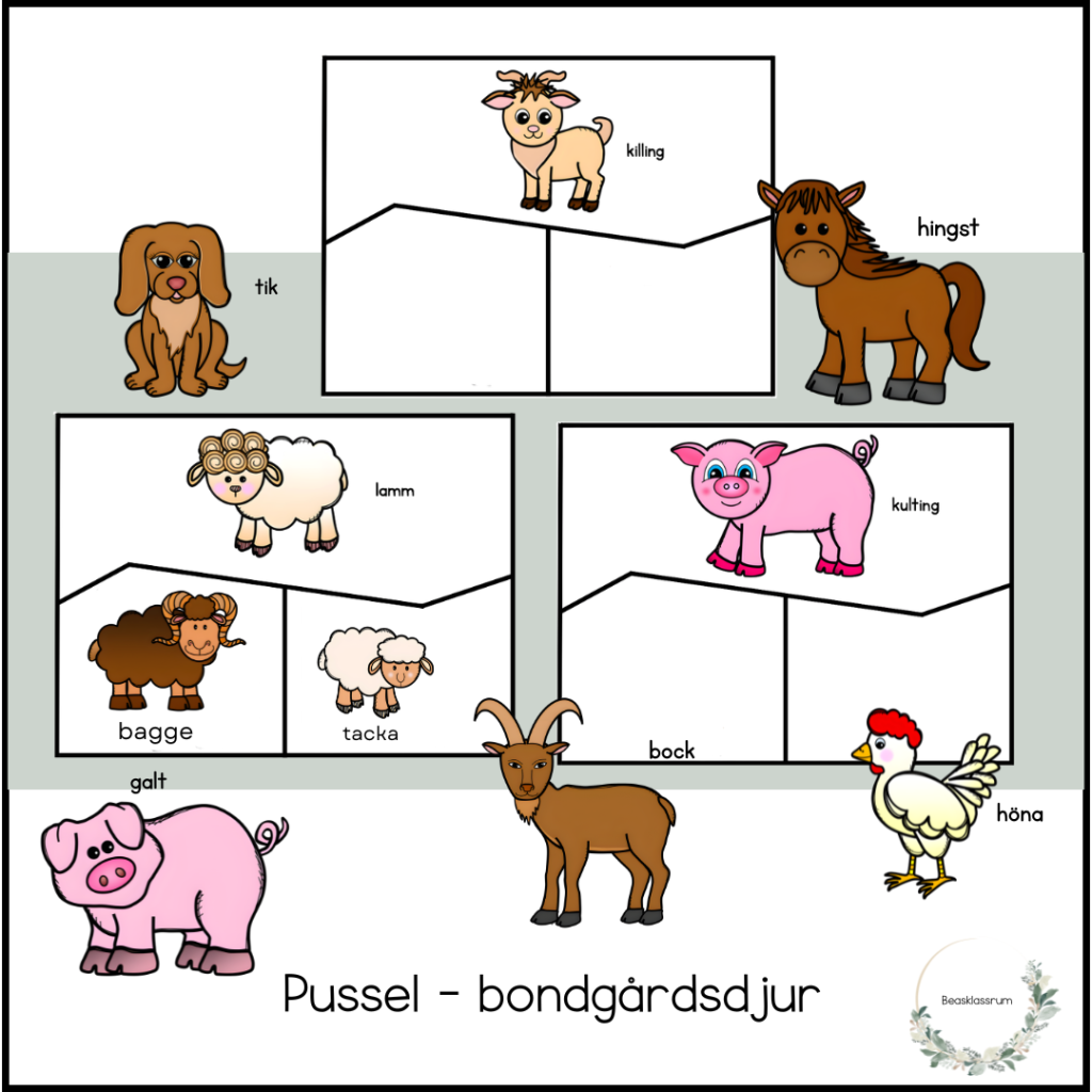 Pussel bondgårdsdjur – familjer