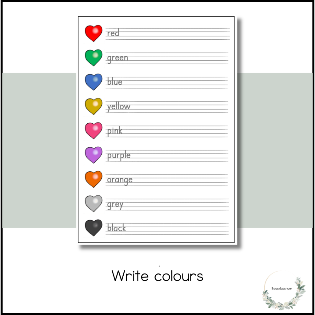 Write colours