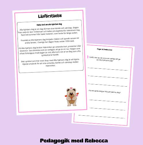 Läsförståelse Alla hjärtans dag