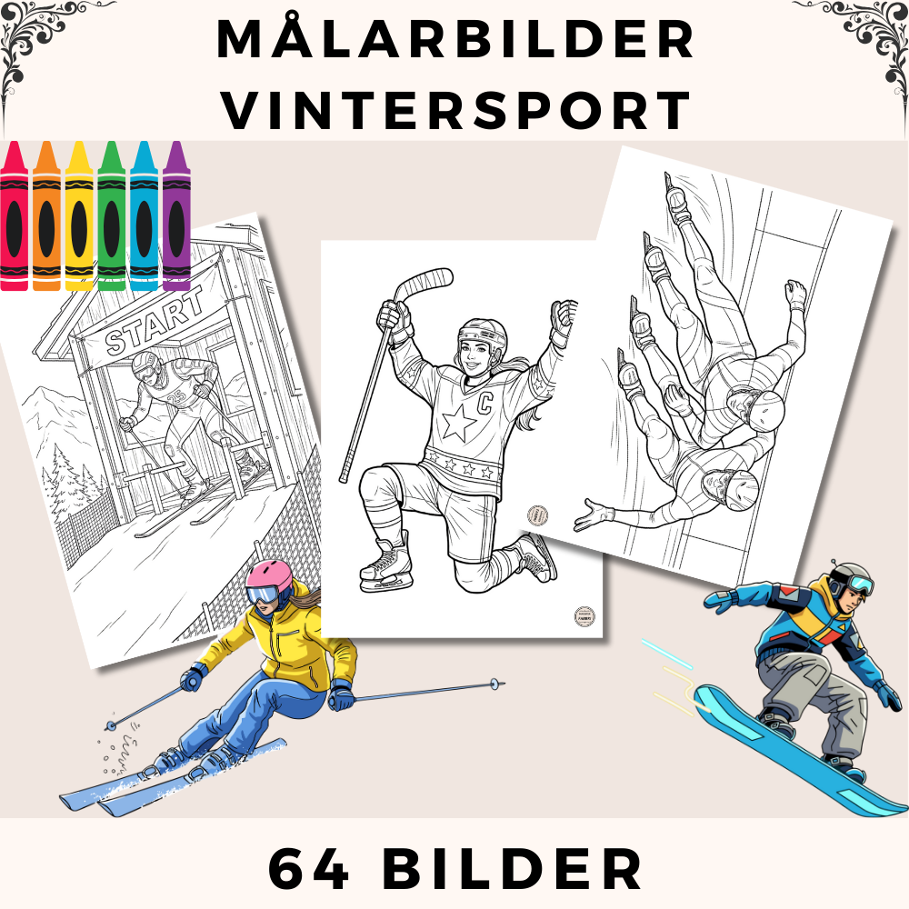 Målarbilder – Vintersporter [64 bilder]