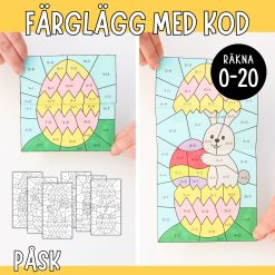 Färglägg med kod (räkna 0-20) - Påsk