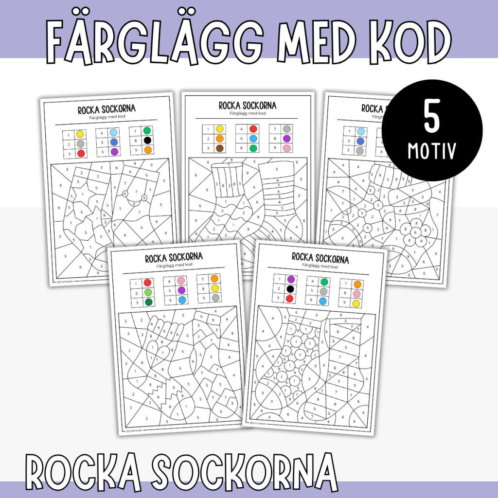 Rocka sockorna 21 mars, Färglägg efter kod siffror 1–9