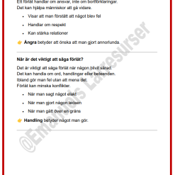 Arbetsblad: Att säga förlåt