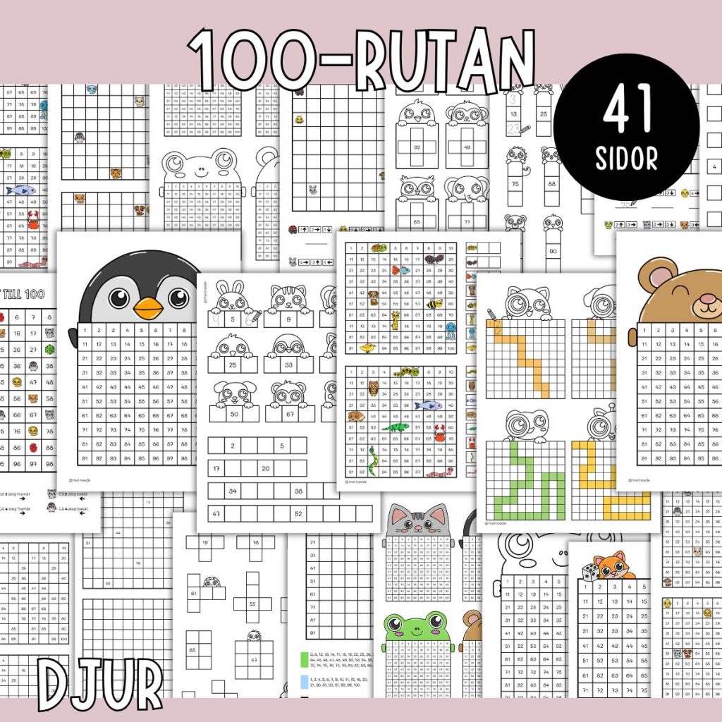 Hundrarutan – Övningar, spel och pixelbilder – Djur