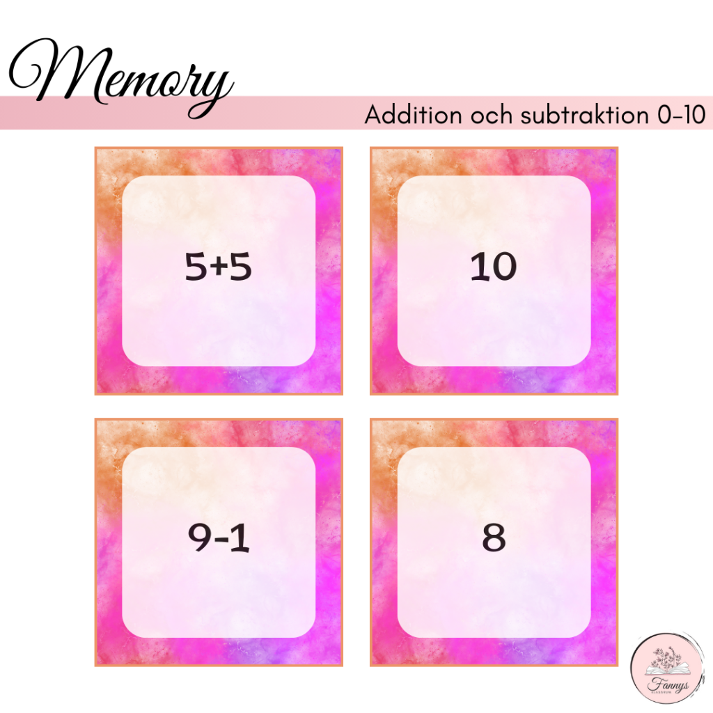 Memory addition och subtraktion 0-10