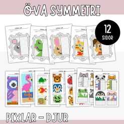 Öva symmetri - Pixelbilder tema djur