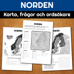 Norden – karta, frågor och ordsökning - bild 1