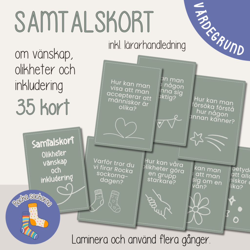 Rocka sockorna – Samtalskort – Vänskap, olikheter och inkludering – Värdegrund