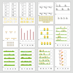 Påsk. Räkna till 10, klippövningar