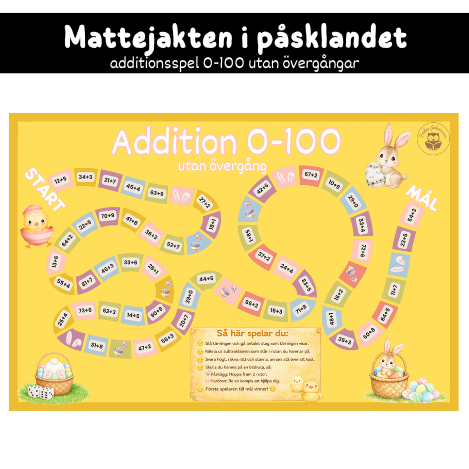 Mattejakten i påsklandet – addition 0-100 utan övergång