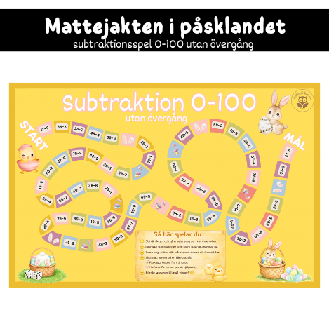 Mattejakten i påsklandet – subtraktion 0-100 utan övergång