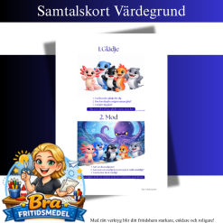 Samtalskort Värdegrund – 10 frågor som skapar lugna och meningsfulla samtal på fritids Havets vänner två A5 bilder på ett A4